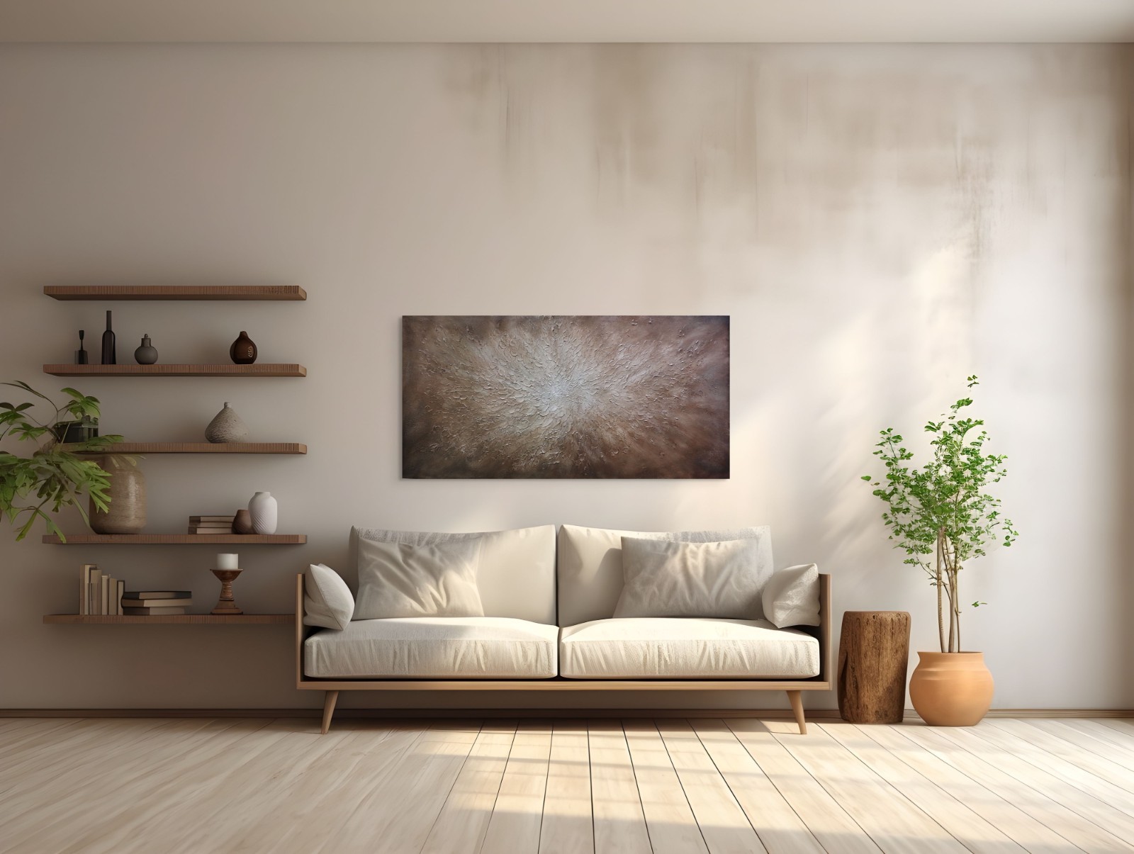 Large Neutral Abstract Painting Textured Earth Tone Wall Art Wabi Sabi Canvas