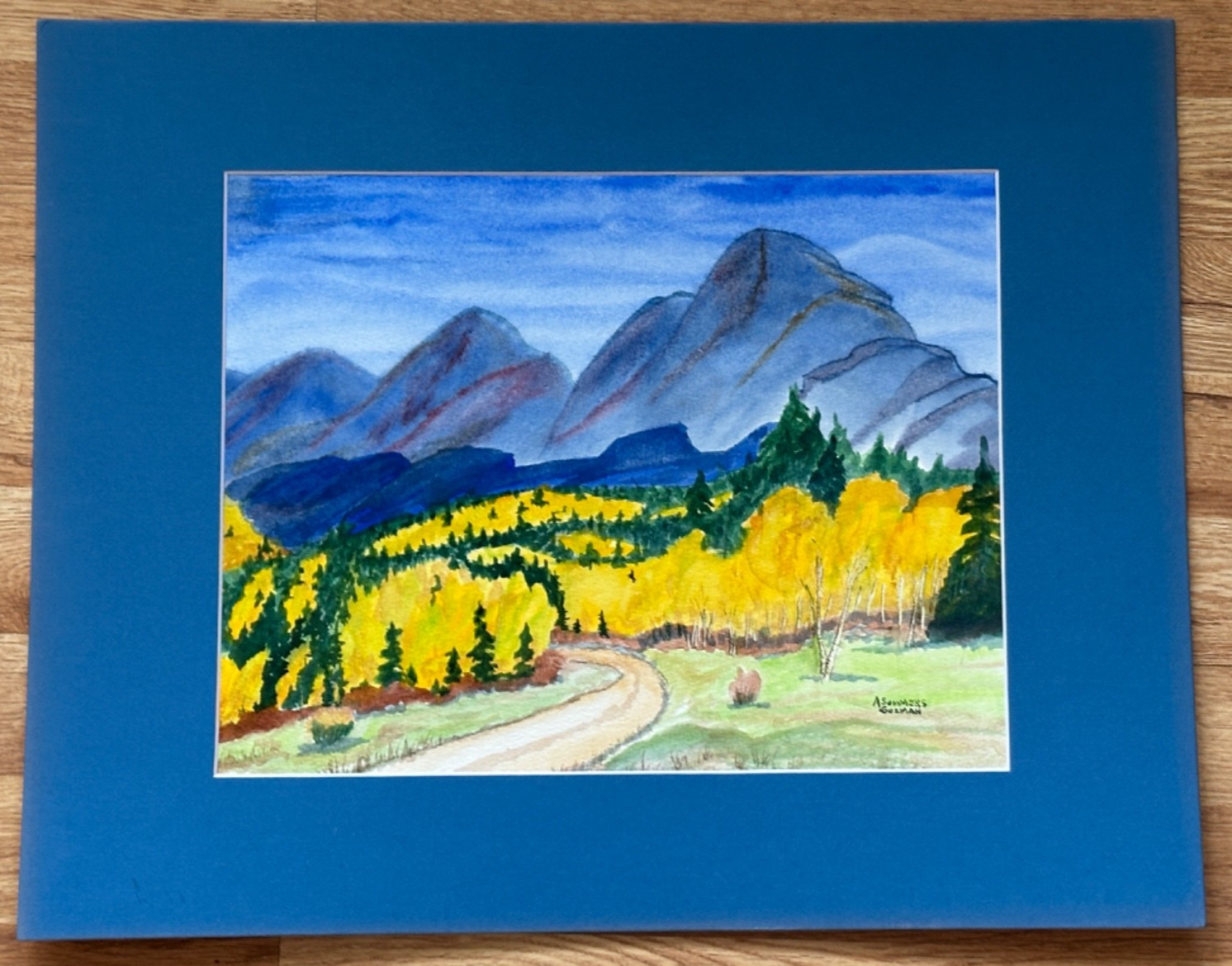 ALICE GUZMAN ORIGINAL WATERCOLOR PAINTING MATTED 16″ X 20″ NEW MEXICO 1980’S