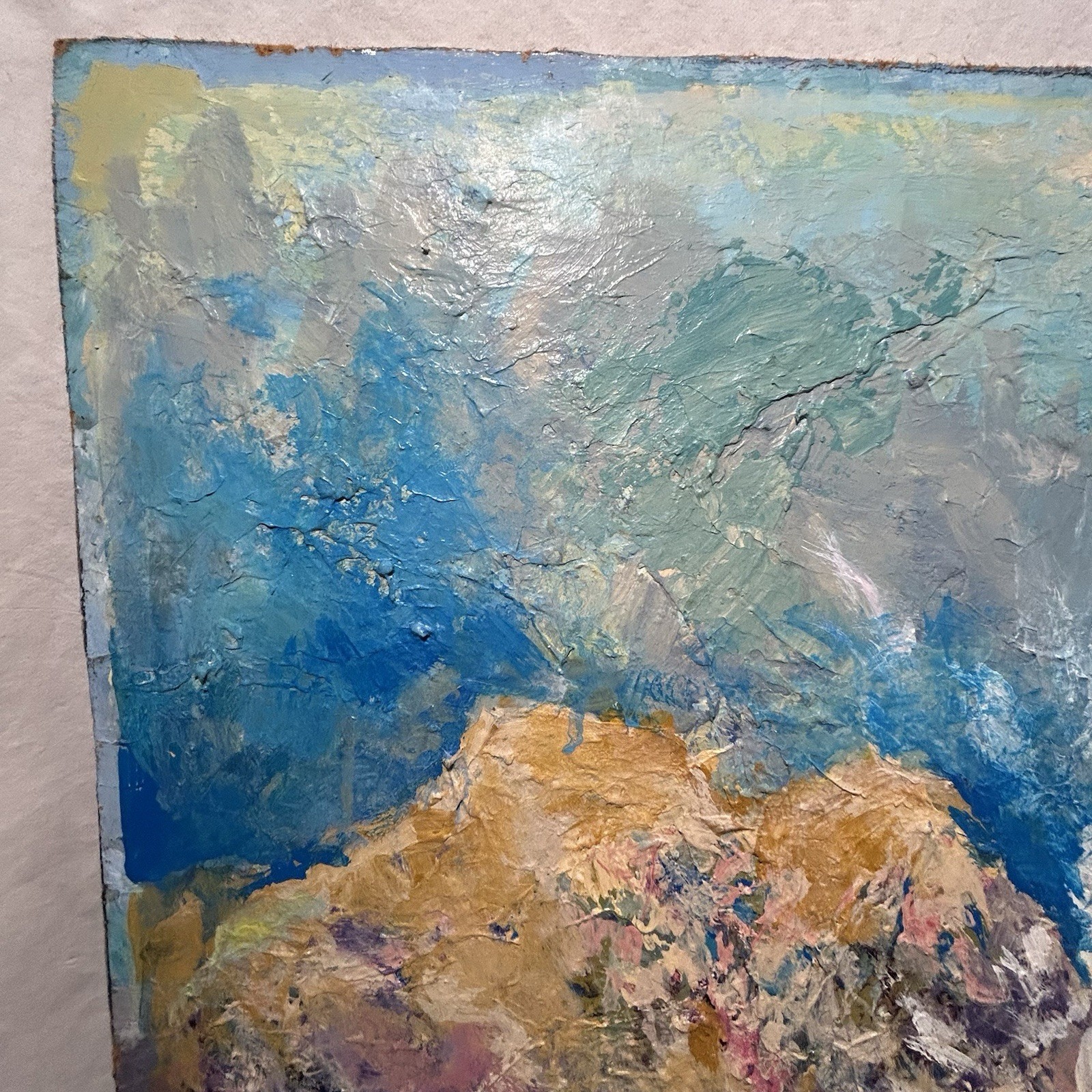 1986 Original Mary Thompson Abstract Modern Art Painting Acrylic Impasto Vintage
