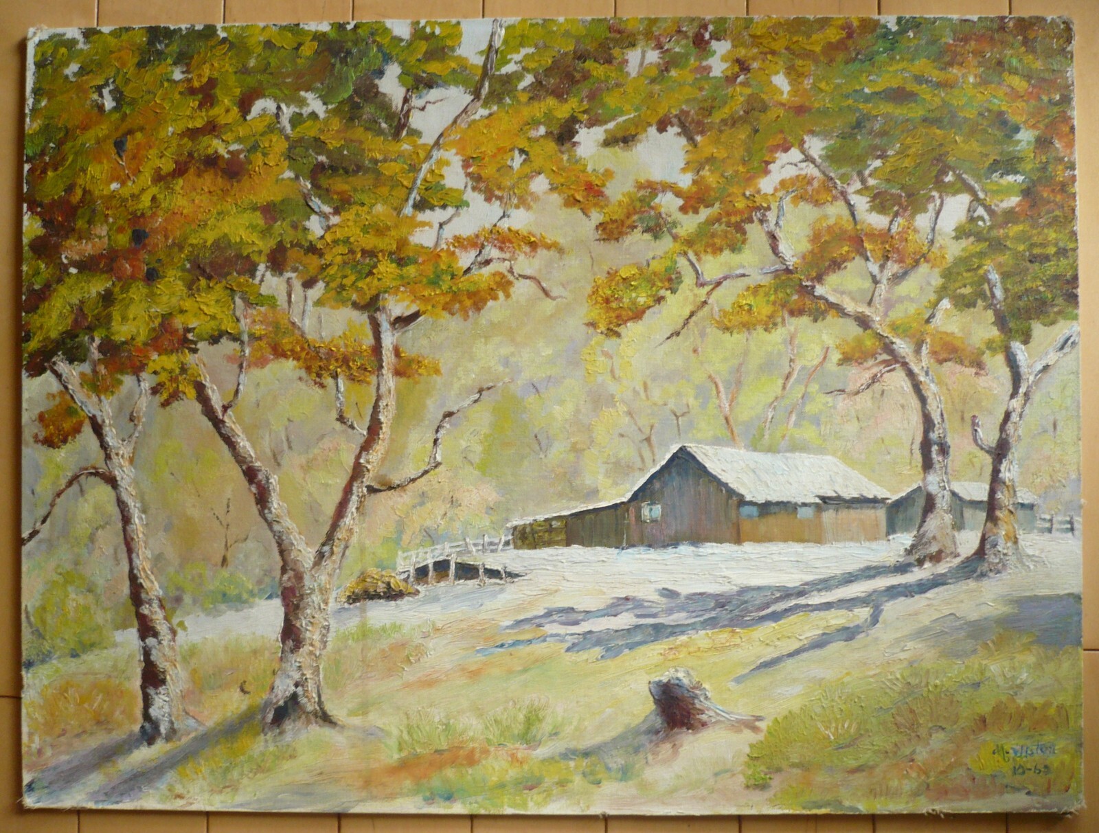 UPTON IMPRESSIONIST VINTAGE OIL PAINTING SNOW WINTER LANDSCAPE IMPASTO PLEIN AIR