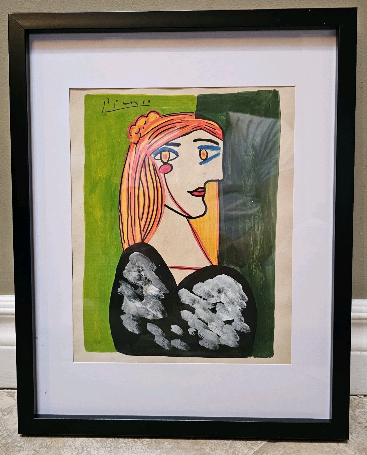Picasso Original Painting -Signed -Gallery Stamp -Framed -Not A Copy