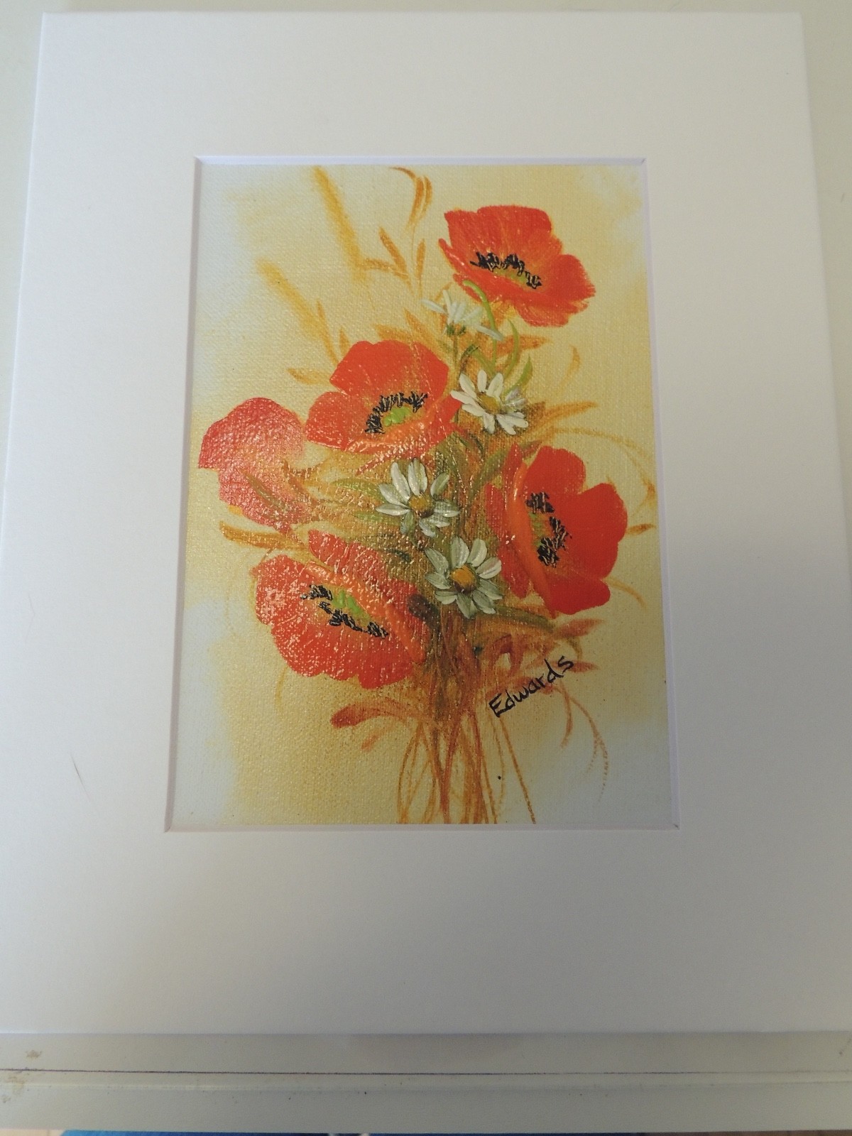 Flower Bouquet Red Poppies and White Daisy Matted by Edwards (AW003)