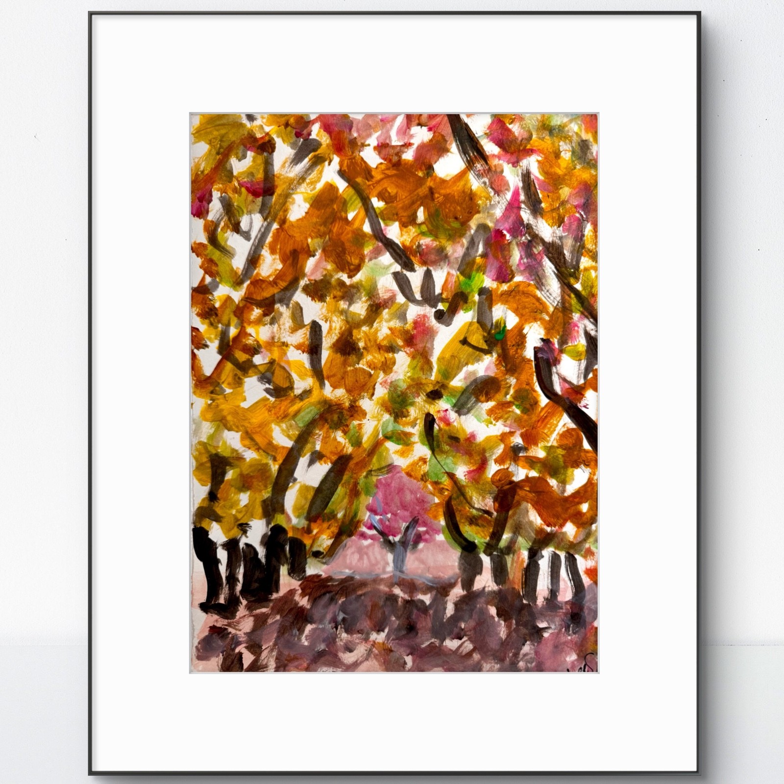 Original Abstract Expressionism 9×12 Fall Hazelnuts Paper Handmade Signed decor
