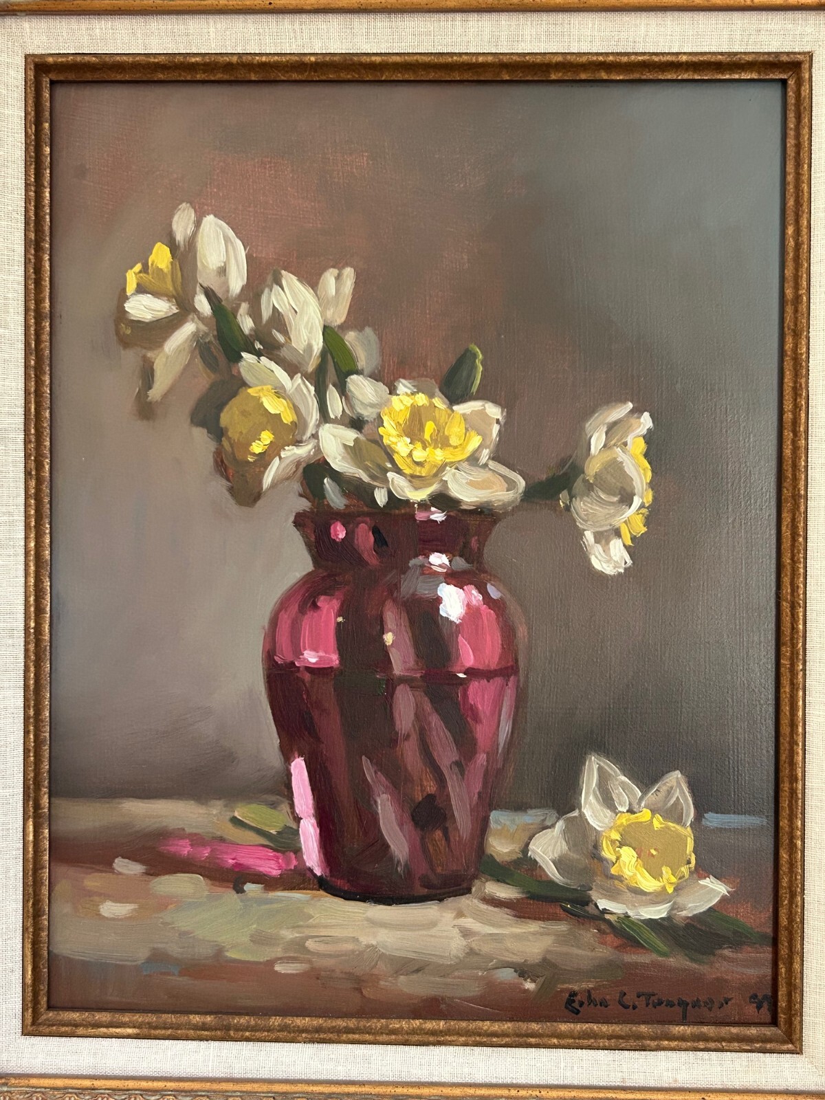 John C. Traynor Flowers Vase Oil Painting