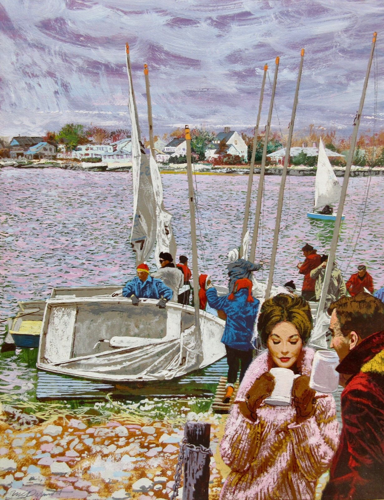 John McDermott (1919-1977) Original Gouche Sailing/Boating Illustration Art