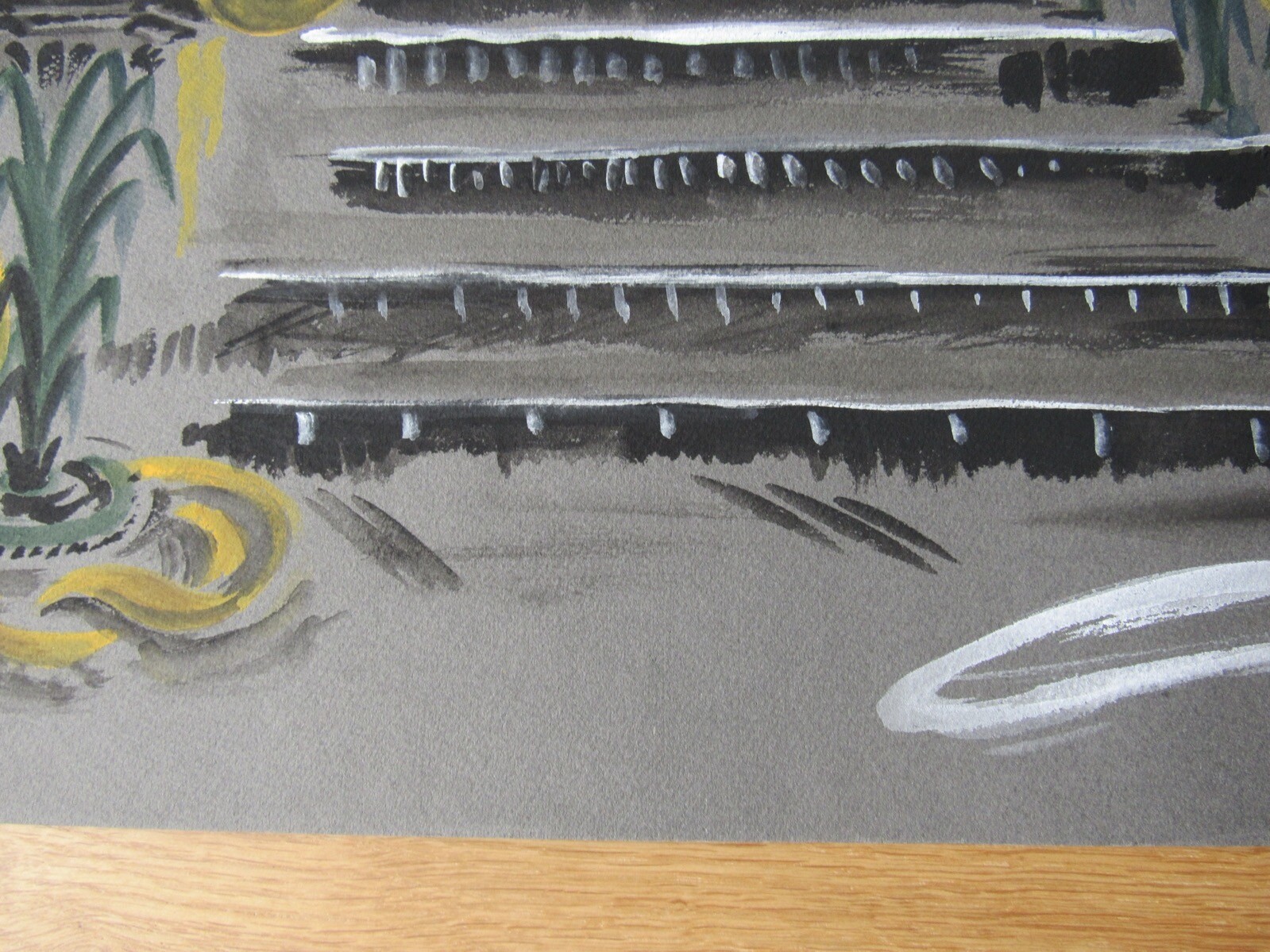 Opera Decor Gouache Drawing Signed by Jacques André Brégère set design painting