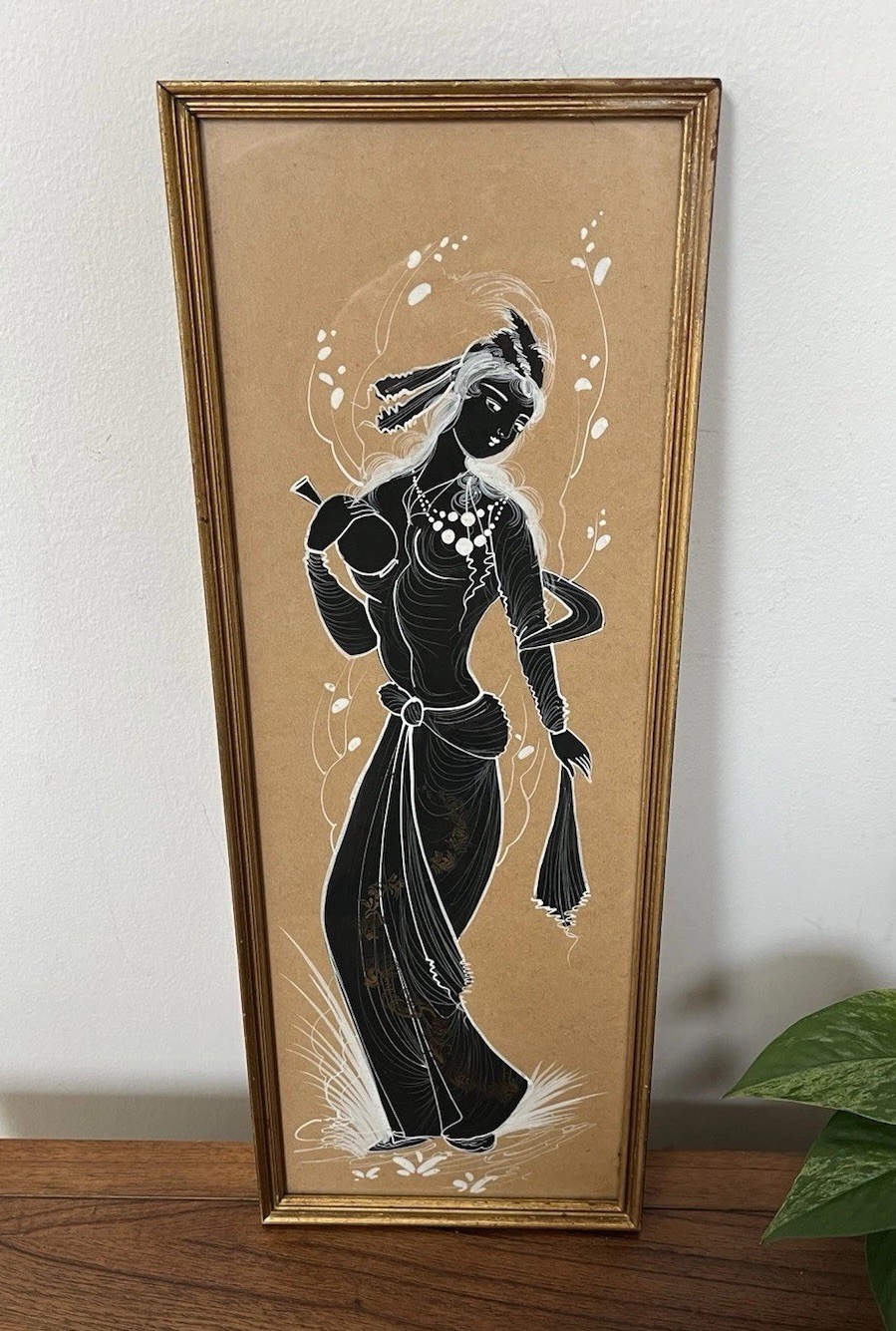 Miniature Painting Islamic Hand-Painted Lady Fine Art Framed Persian Unsigned