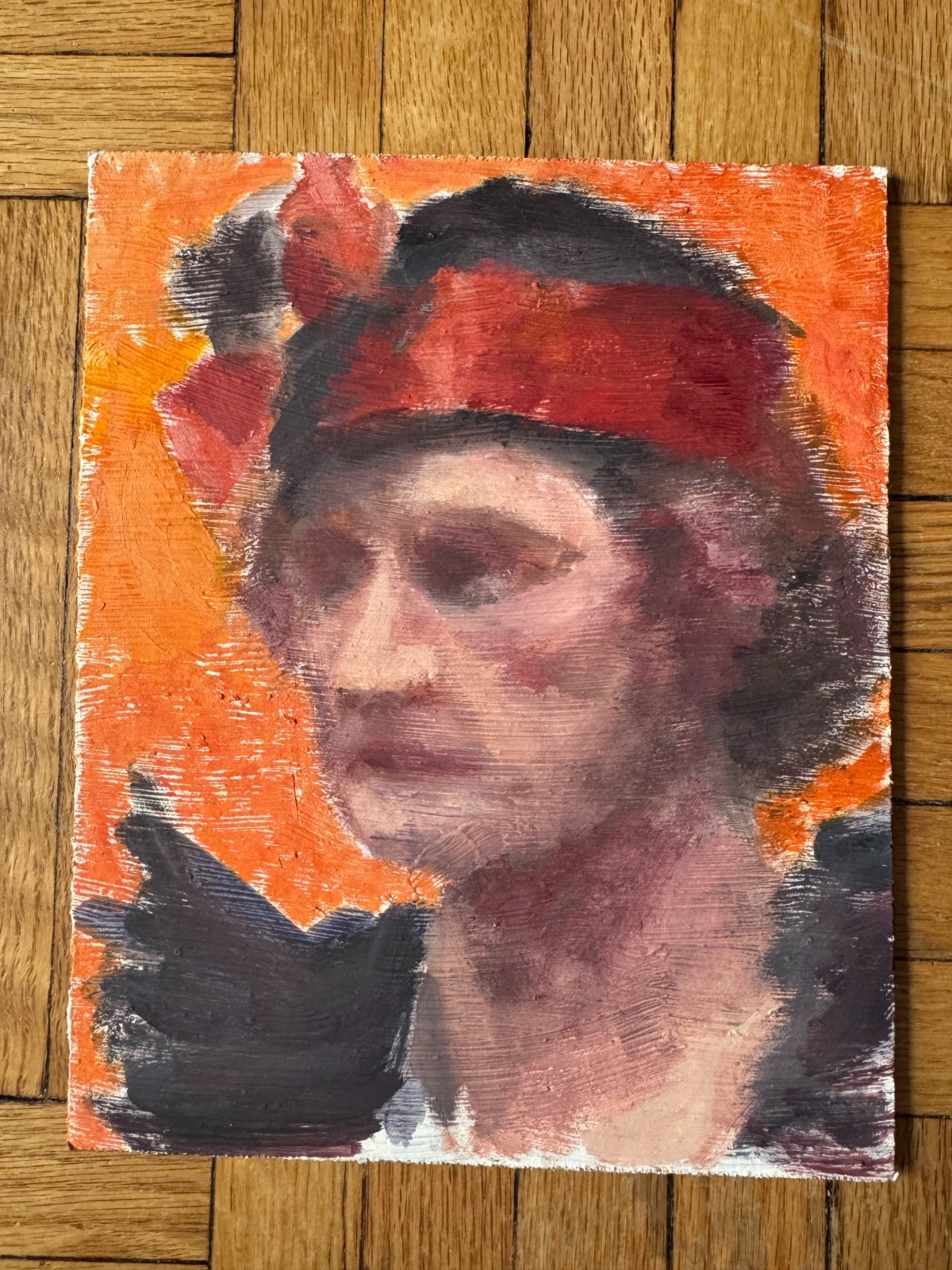 Vintage Portrait Acrylic Board Portrait Woman Red Head Band 8 x 10 Peter Feldman