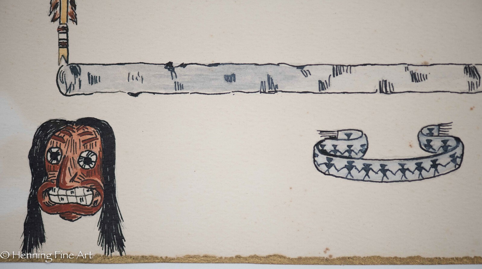 Fine Seneca Native American Hand Written Poem and Watercolor by Reva Berkmeyer
