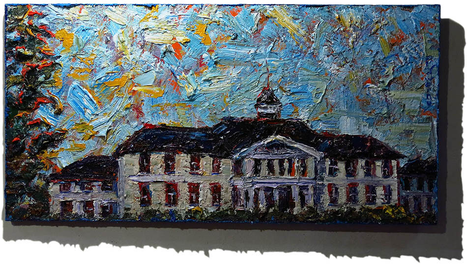 ORIGINAL OIL█PAINTING IMPRESSIONIST ARt SIGNED CITY BUILDINGS NYC█POP A 36 x 18″