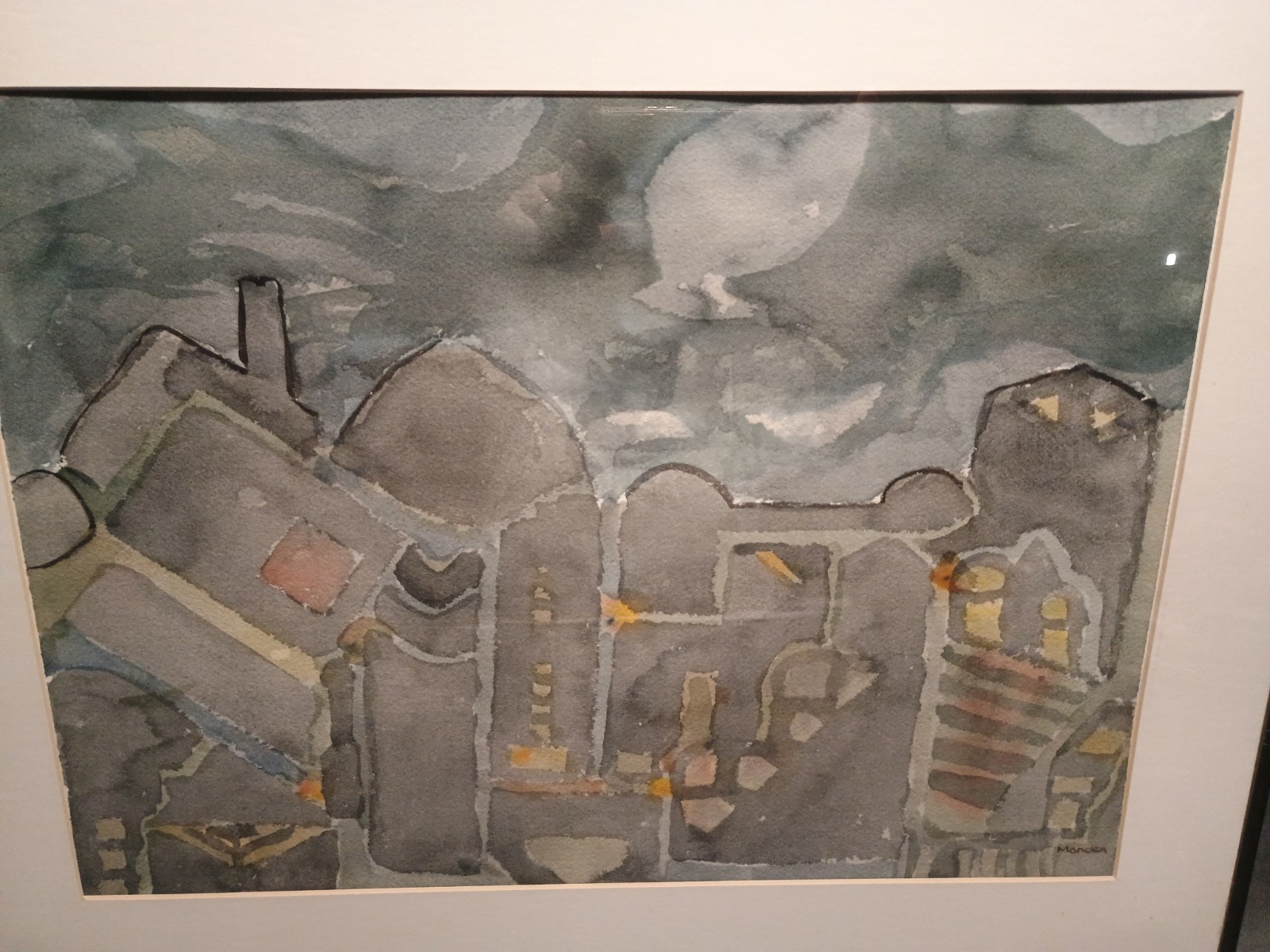 «Blackout» Framed/Matted/Signed Original Watercolor Landscape Herbert Mander