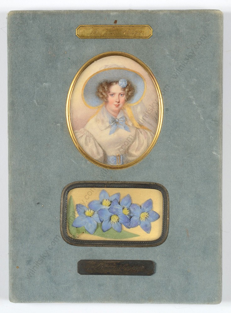 Amélie de Lacépède (1796-1860) «Lady in white gown», fine miniature, 1831