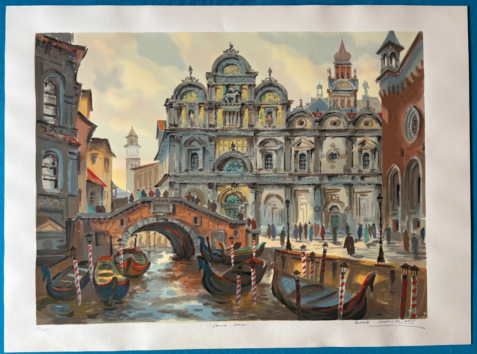 Anatole Krasnyansky «Venice Canal» Hand Signed LE Serigraph w/COA