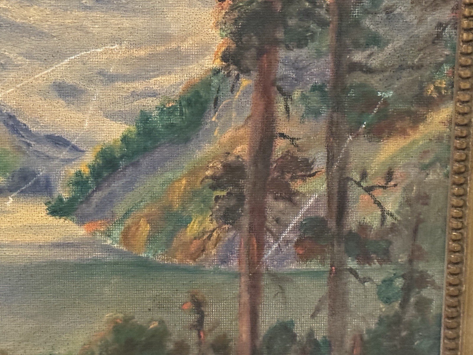 Antique 1946 Mountain Lake Landscape Oil Painting signed «S. E. Abbott»