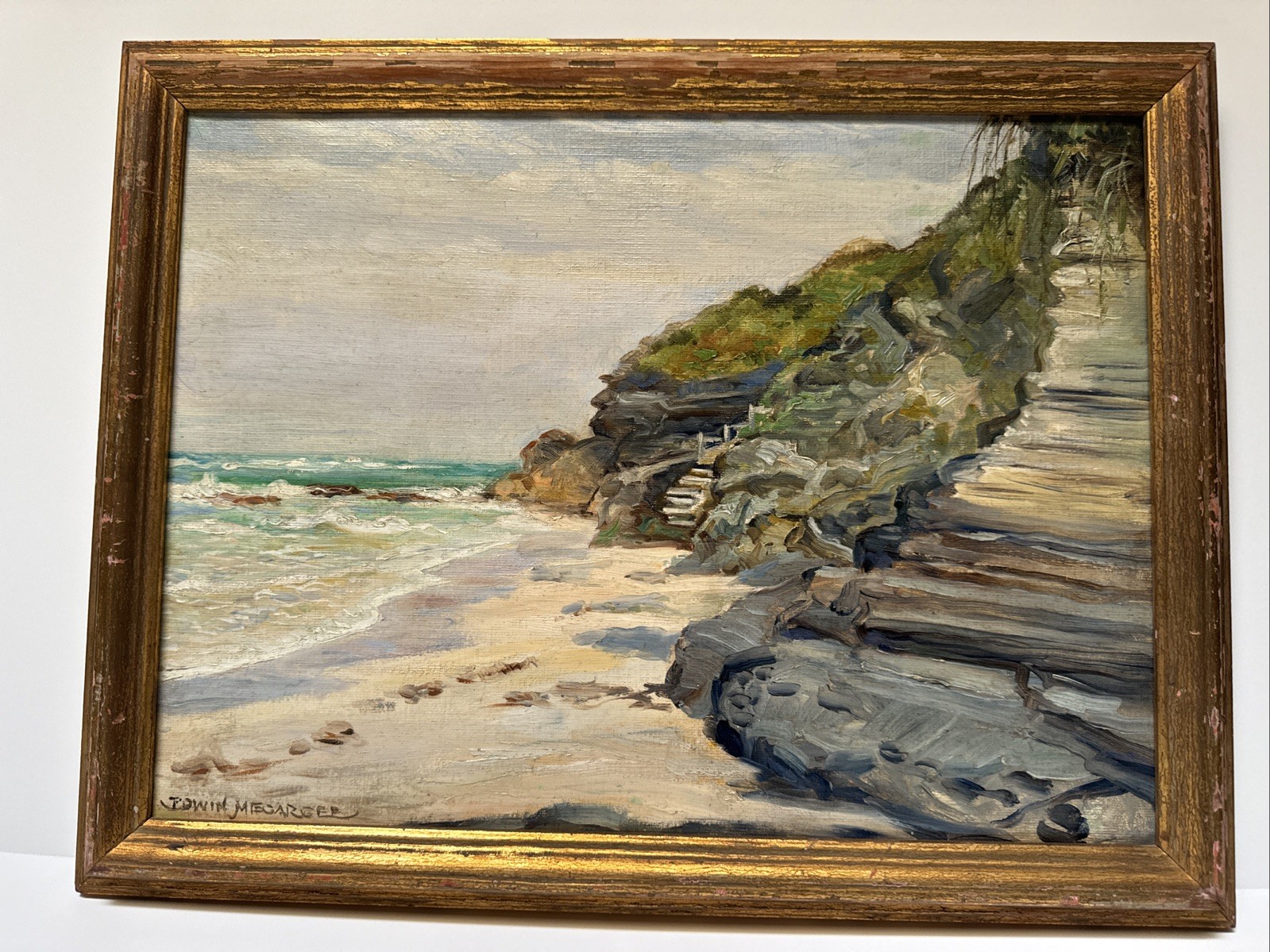 Antique Painting Bermuda Beach Coast Edwin Megargee 1930’s Impressionist Famous