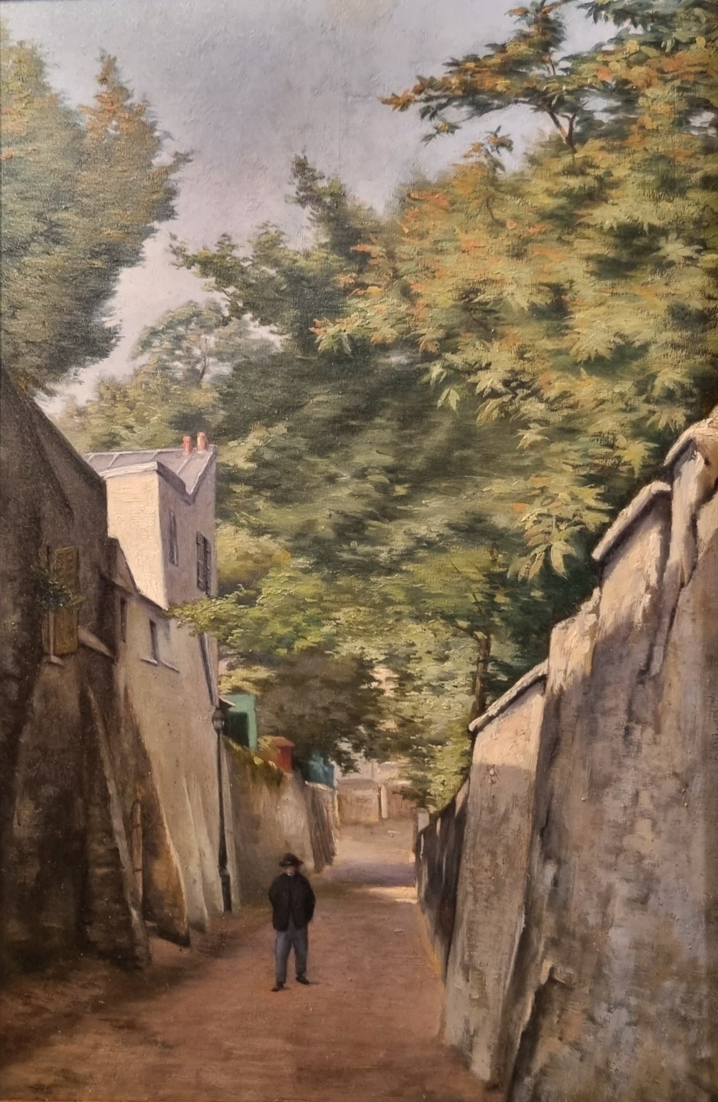 Painting French circle Of Stanislas Lepine Montmartre street St Vincent End 19th
