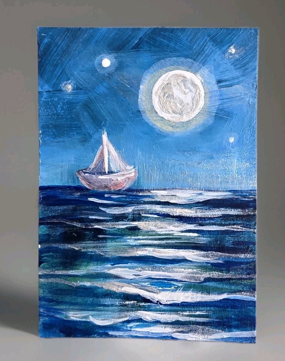ACEO ART Card Original Painting, «Seascape» 2.5 × 3.5 in