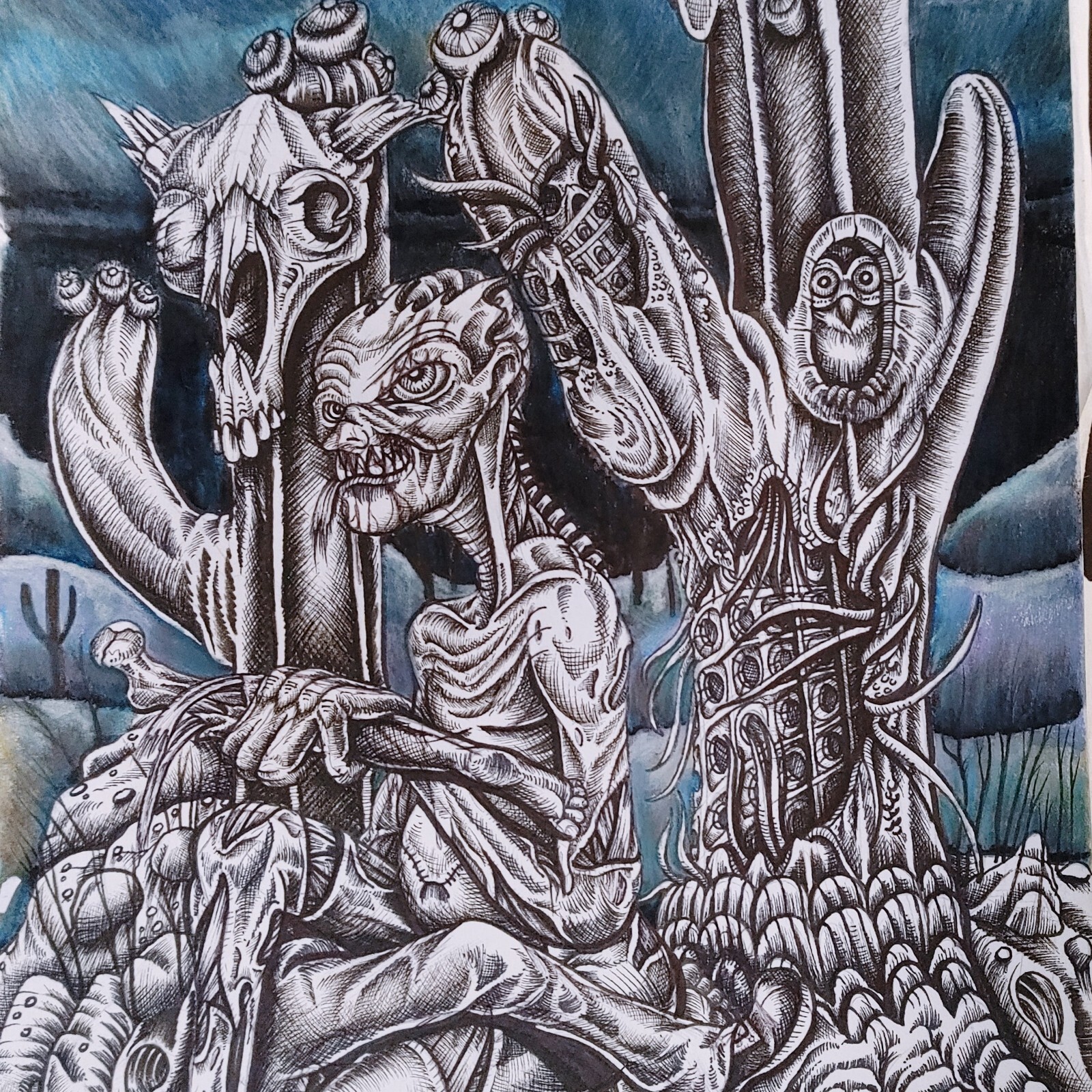 Original 11x14in Art Creeper In The Desert