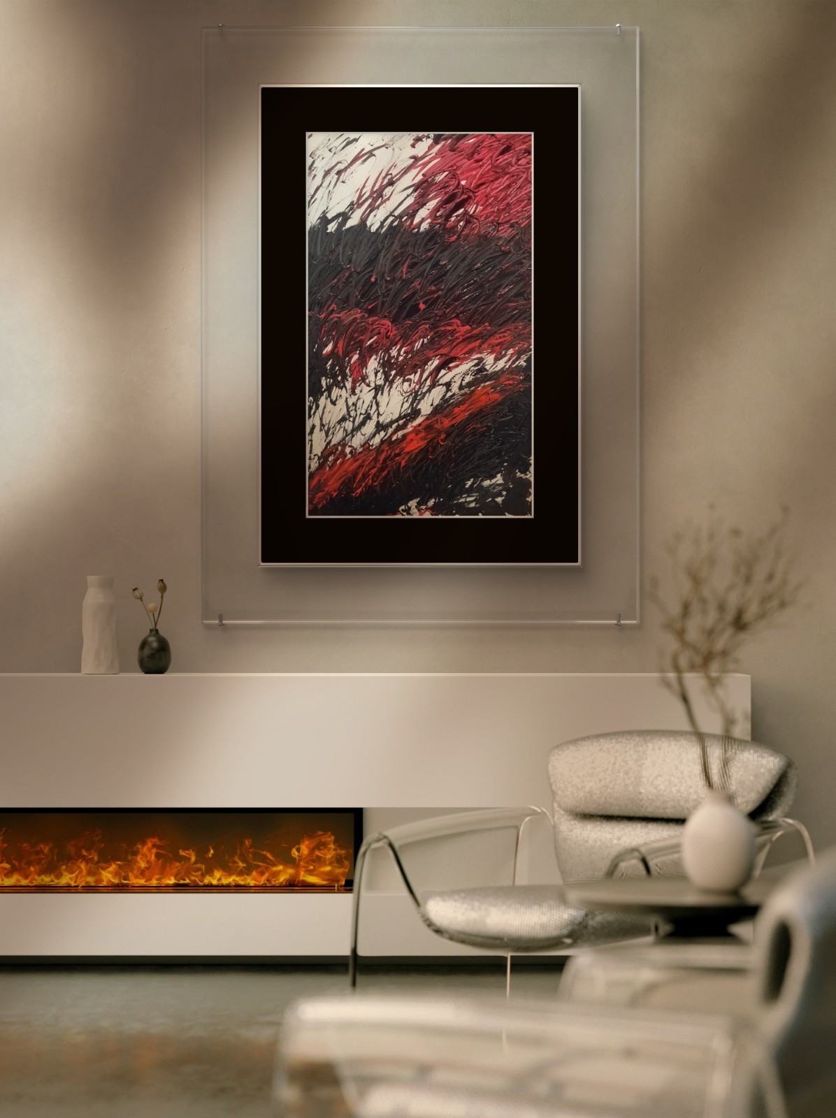 Trey Coppland, The Dragon Abstract Acrylic Painting, 24+36 inch 2026, Signed