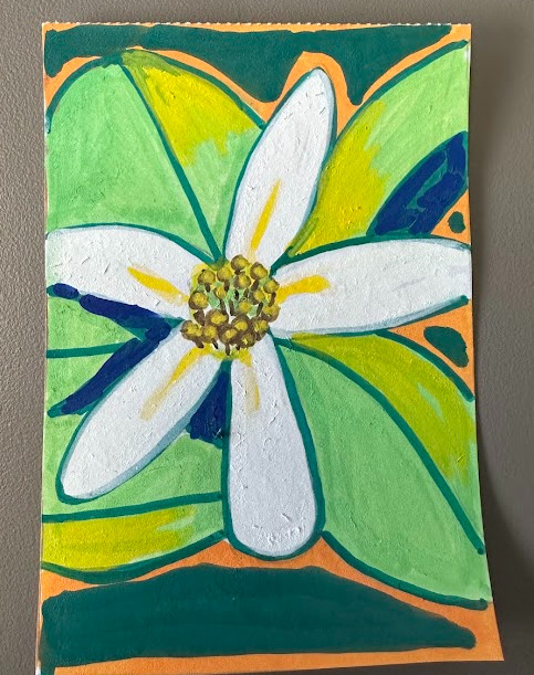 ACEO original art card Florida State Flower Orange Blossom (9/50) Citrus, Bright