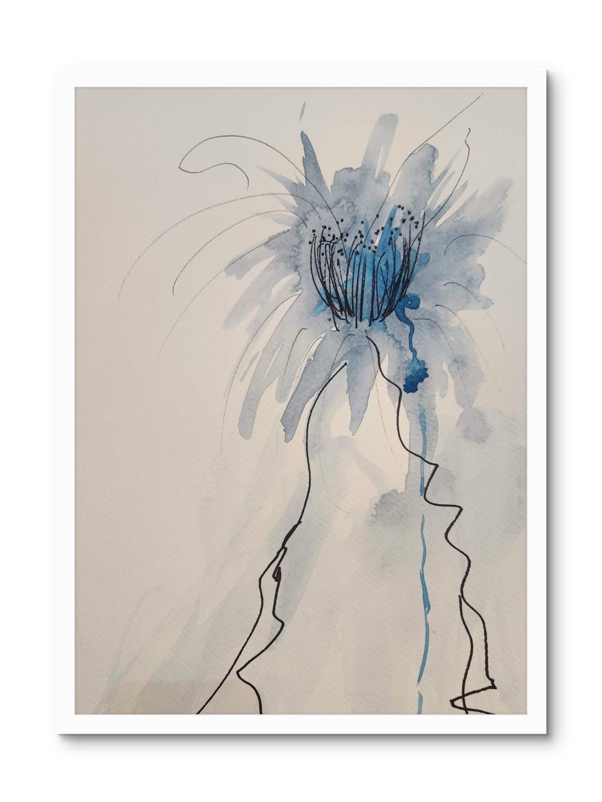 Abstract Flower Colorful Modern Unique Bold Art Watercolor Mixed Media Paper