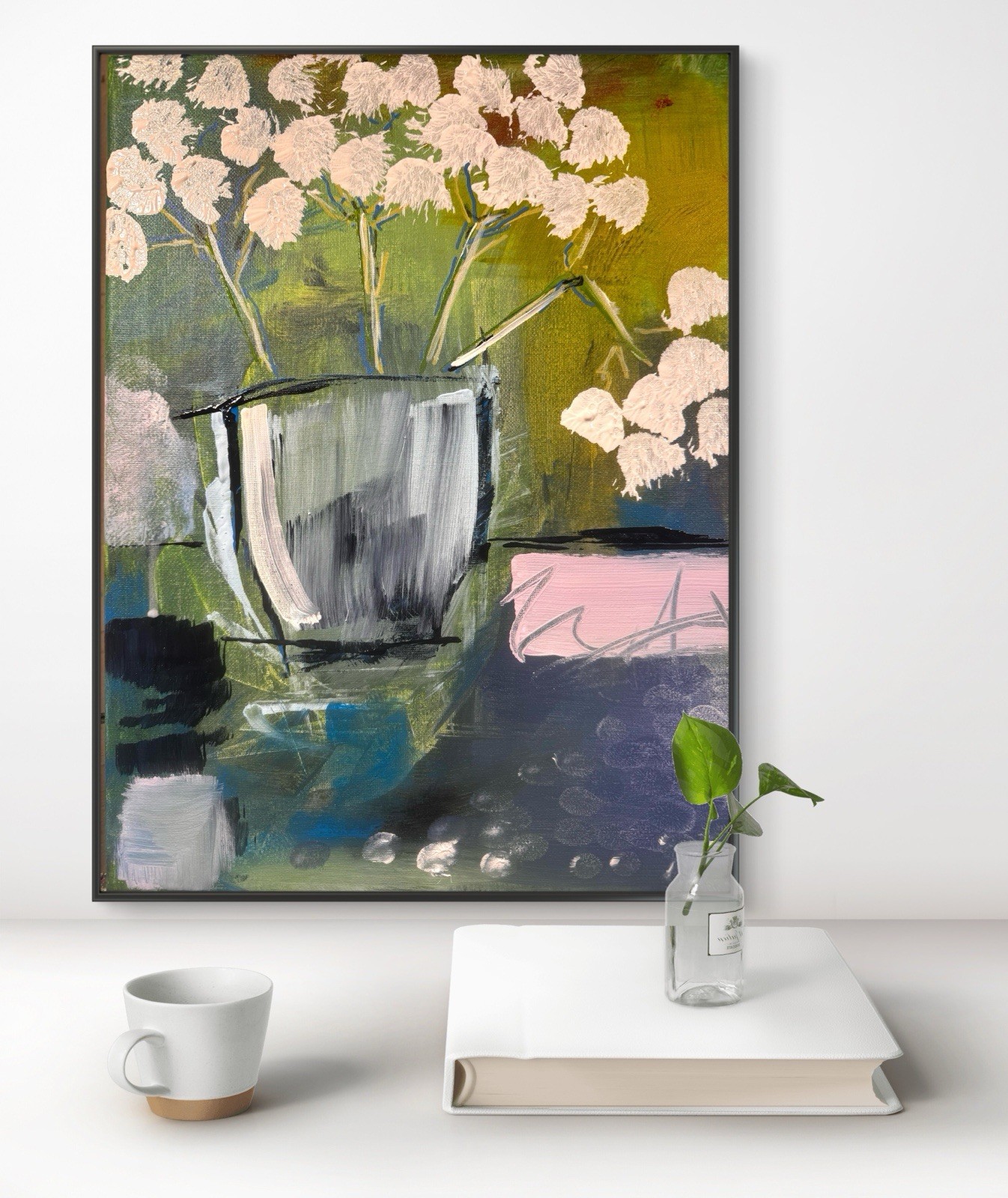 SAMATOWIC Original Abstract Flower Vase 12×16 Handmade Expressionism Signed