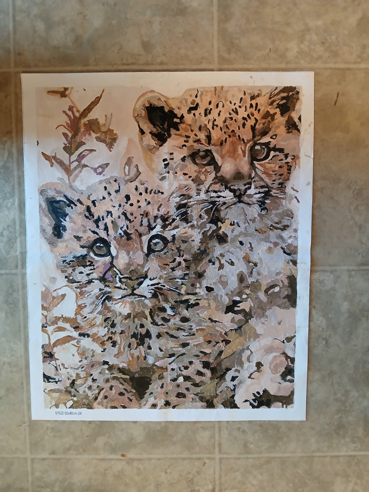 Hand Painted By Number Painting on Canvas Completed Unframed 16×21 Cm