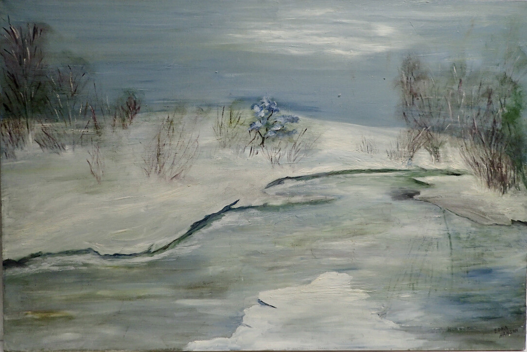 Vintage Original Painting Salt River Landscape by Edna Hanson 1950