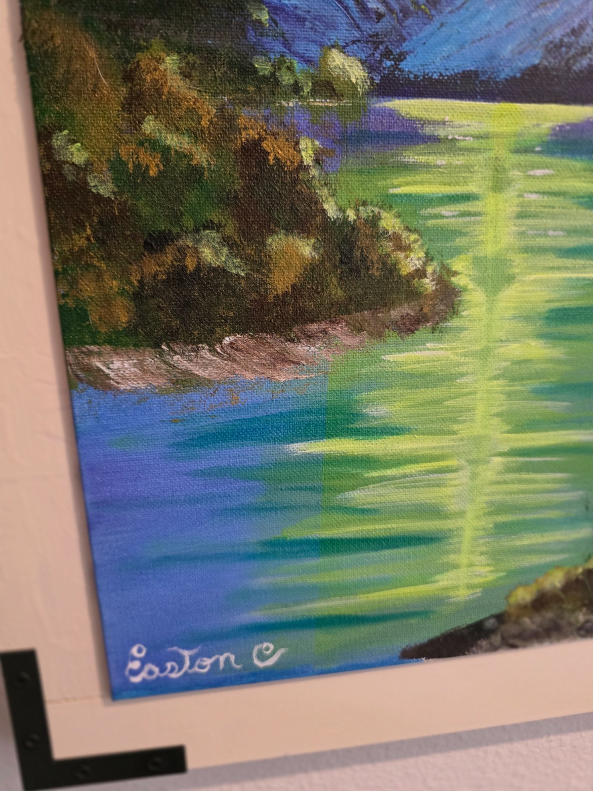 Original SciFi UFO Painting Acrylic Canvas Alien Wall Art 12×24