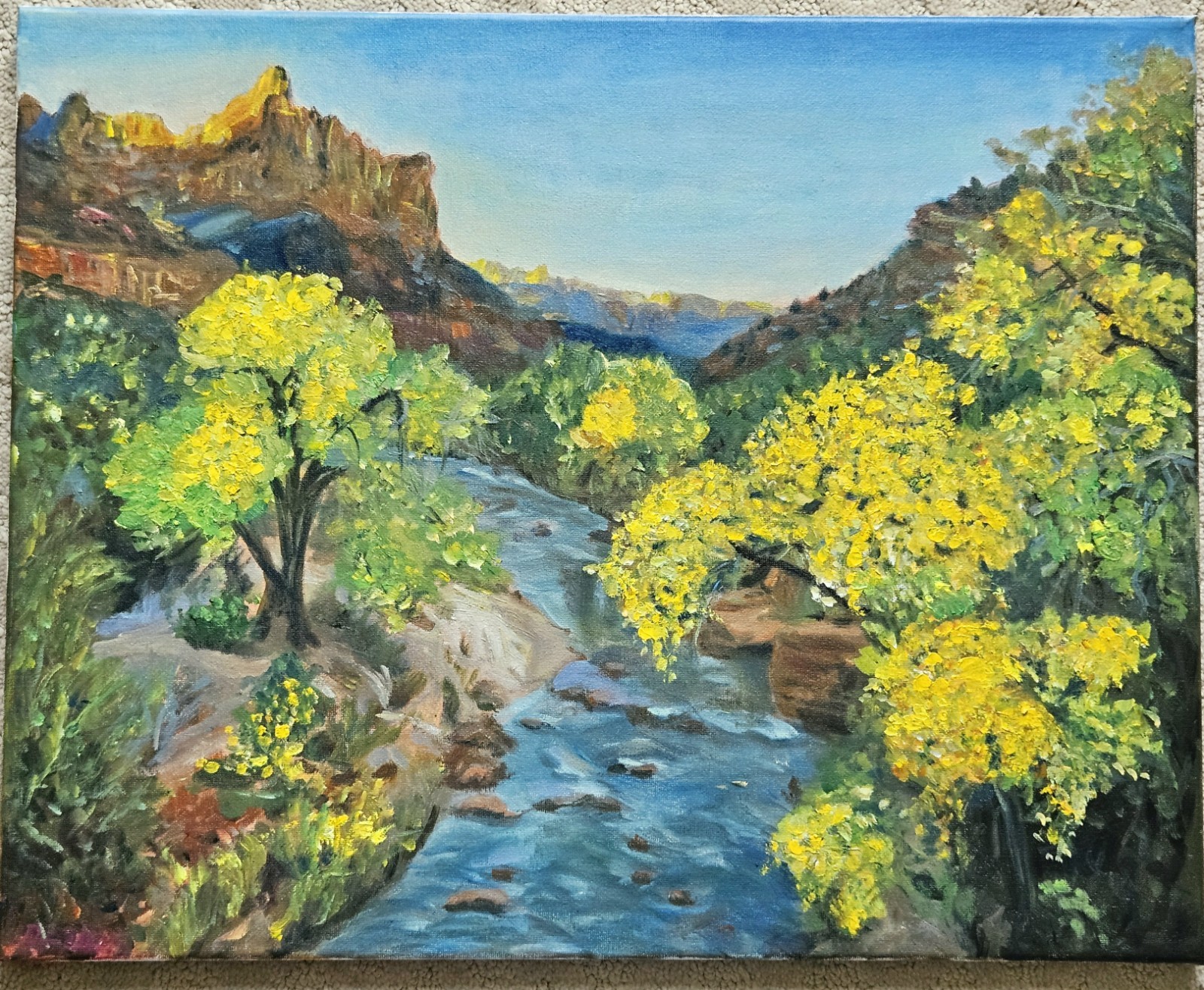 Daorong Zion in the early fall Oil Painting20x16