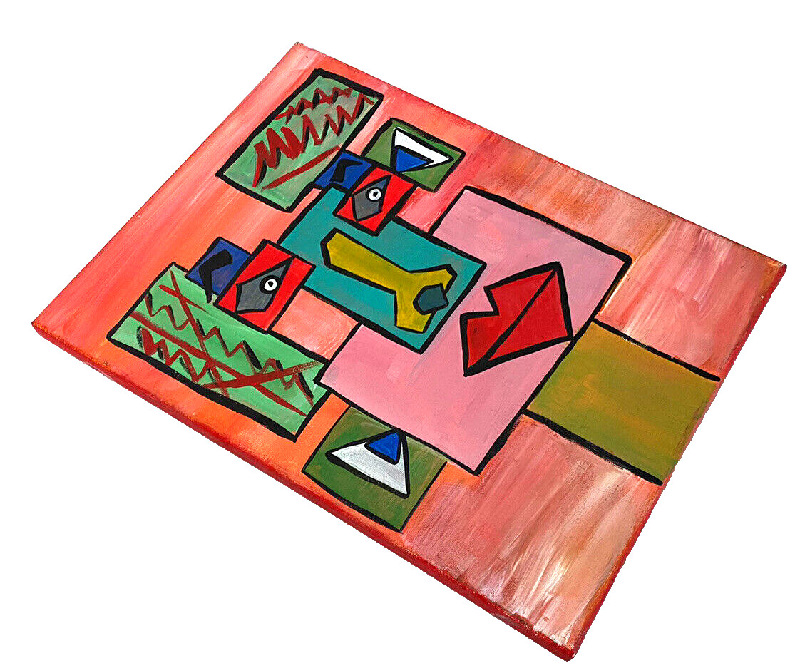 Cardboard Cubism Face Colorful Painting Canvas Expressionism