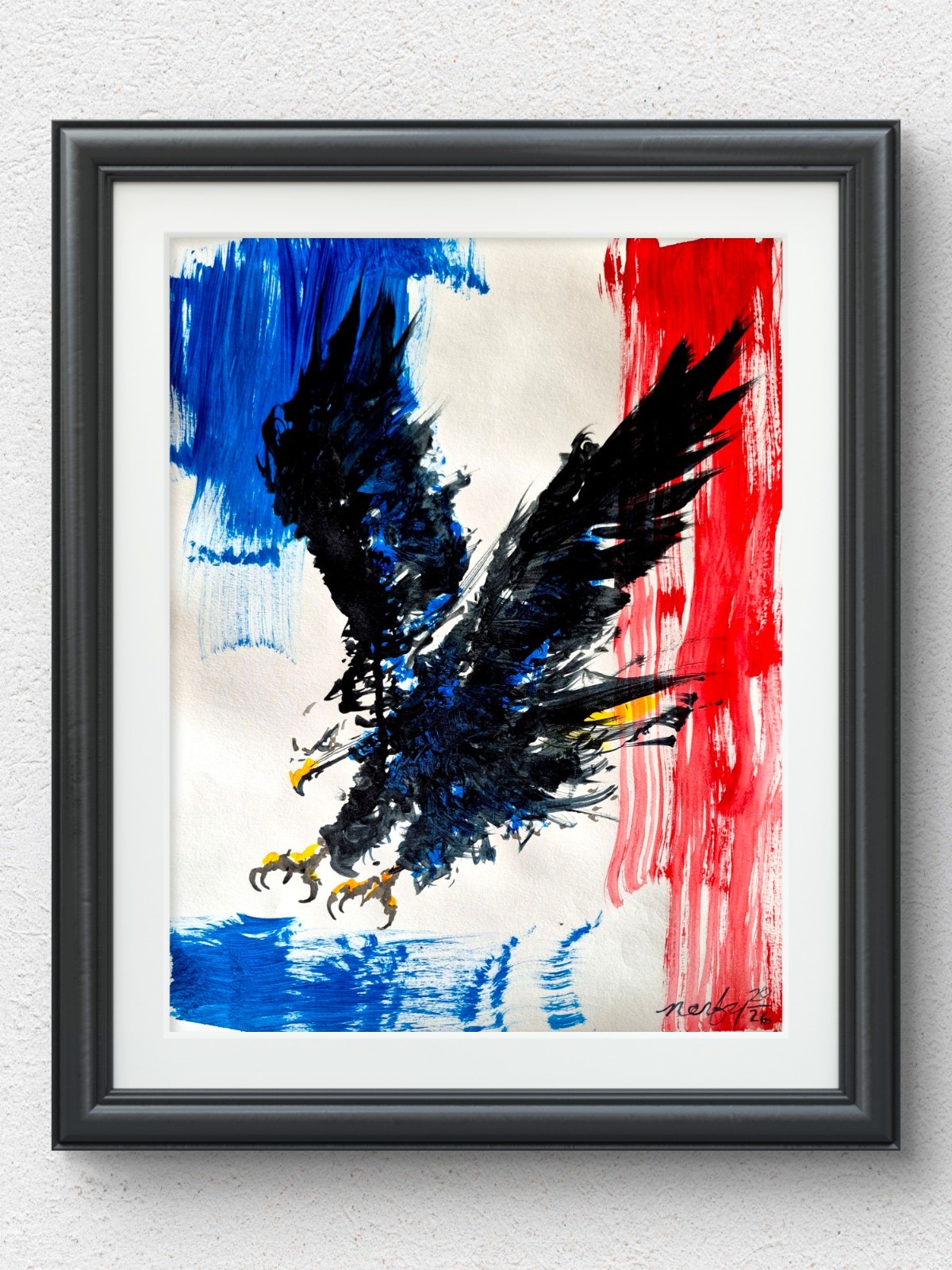 Original Signed 11×14 Eagle Acrylic Abstract Art Bold Patriotic Home Decor P133