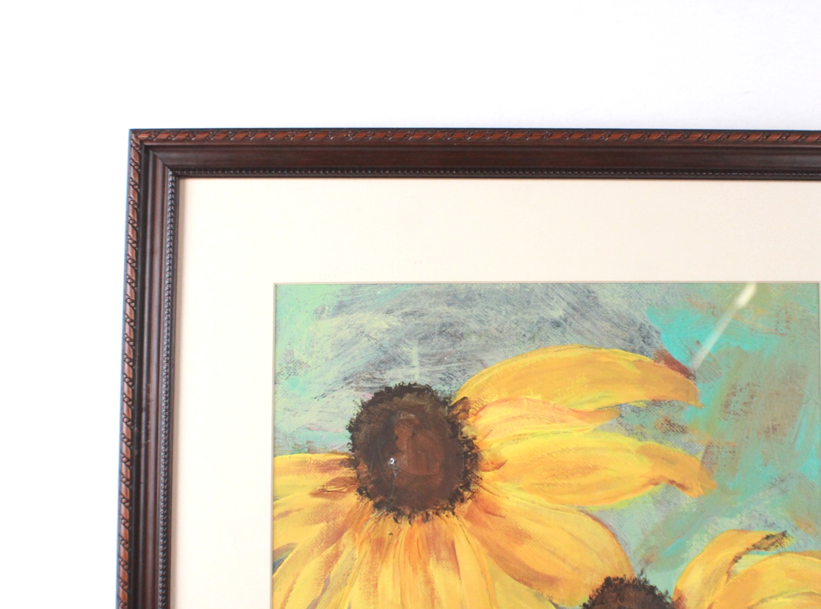 Vintage Black-Eyed Susans Oil Painting On Board Signed Illegible