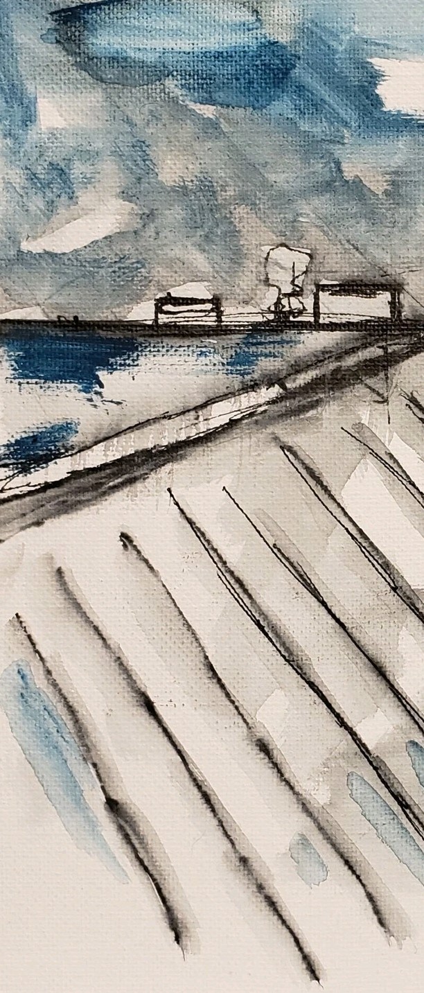 No.653 Original Abstract Post Impressionistic Landscape Painting By K.A.Davis