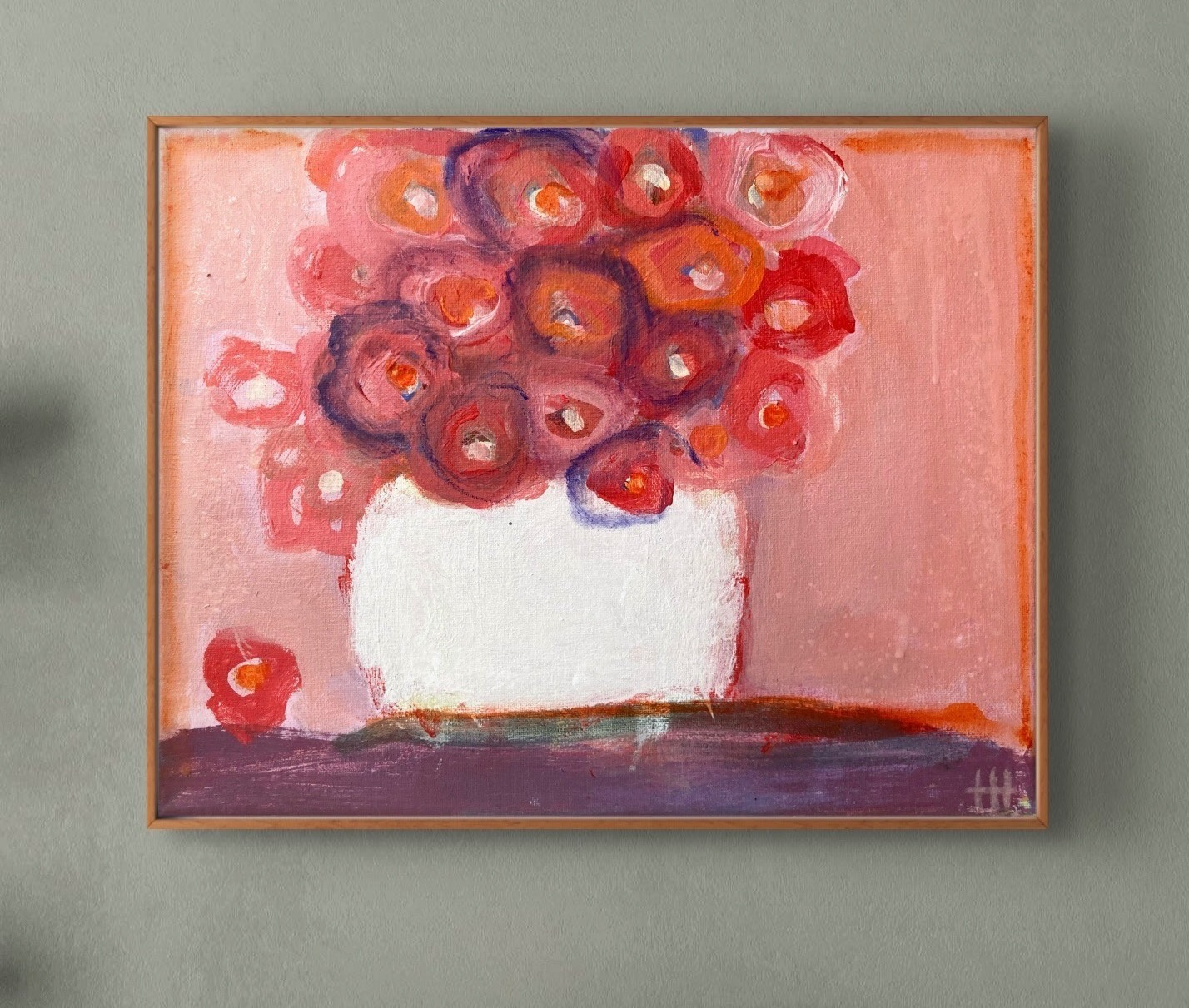 Original Abstract Colorful Floral Acrylic 11×14 Canvas Painting, Holly Hammond