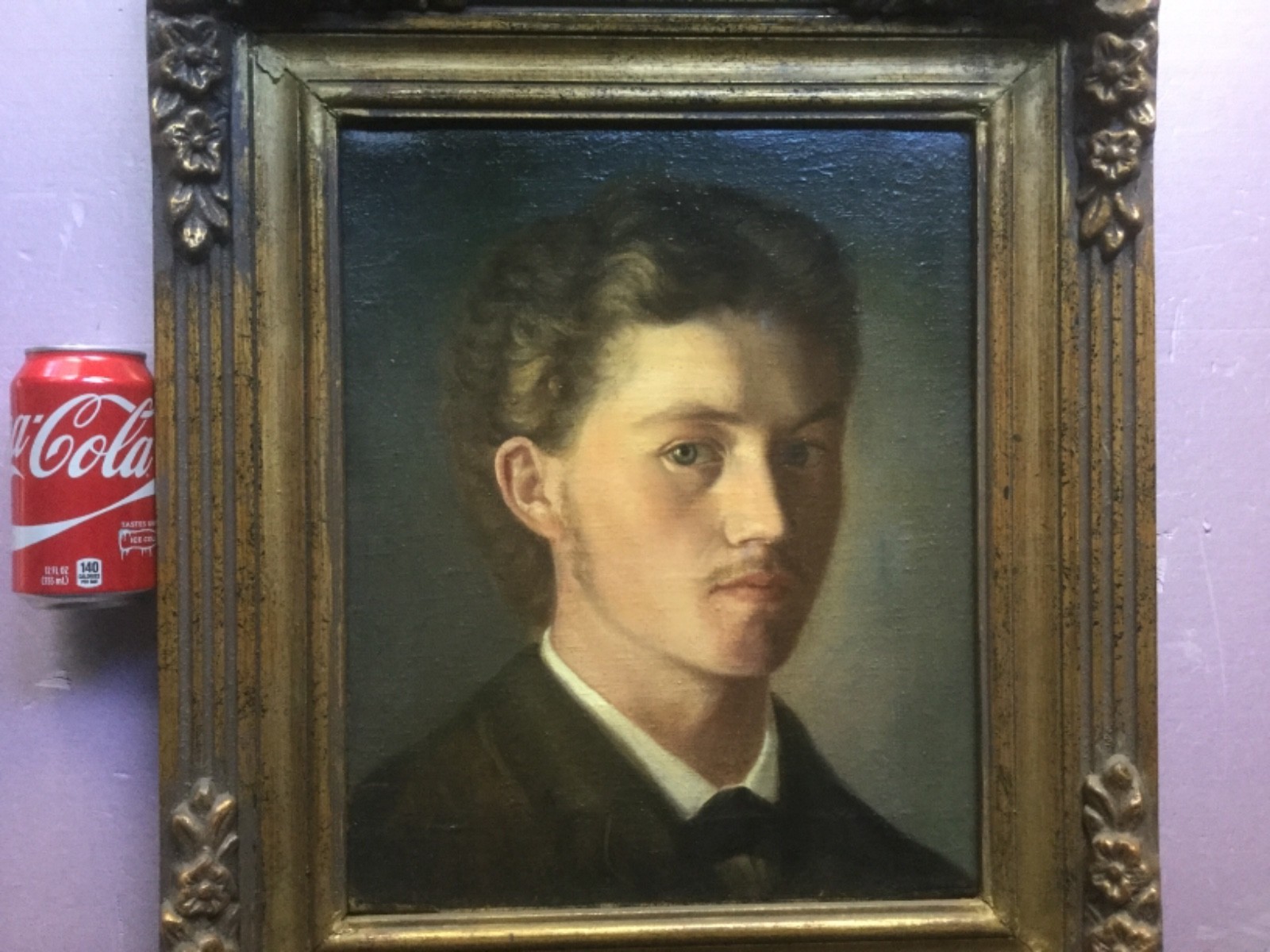 Fabulous Hungarian Anitque 19th Century oil Portrait of Young Man signed & dated
