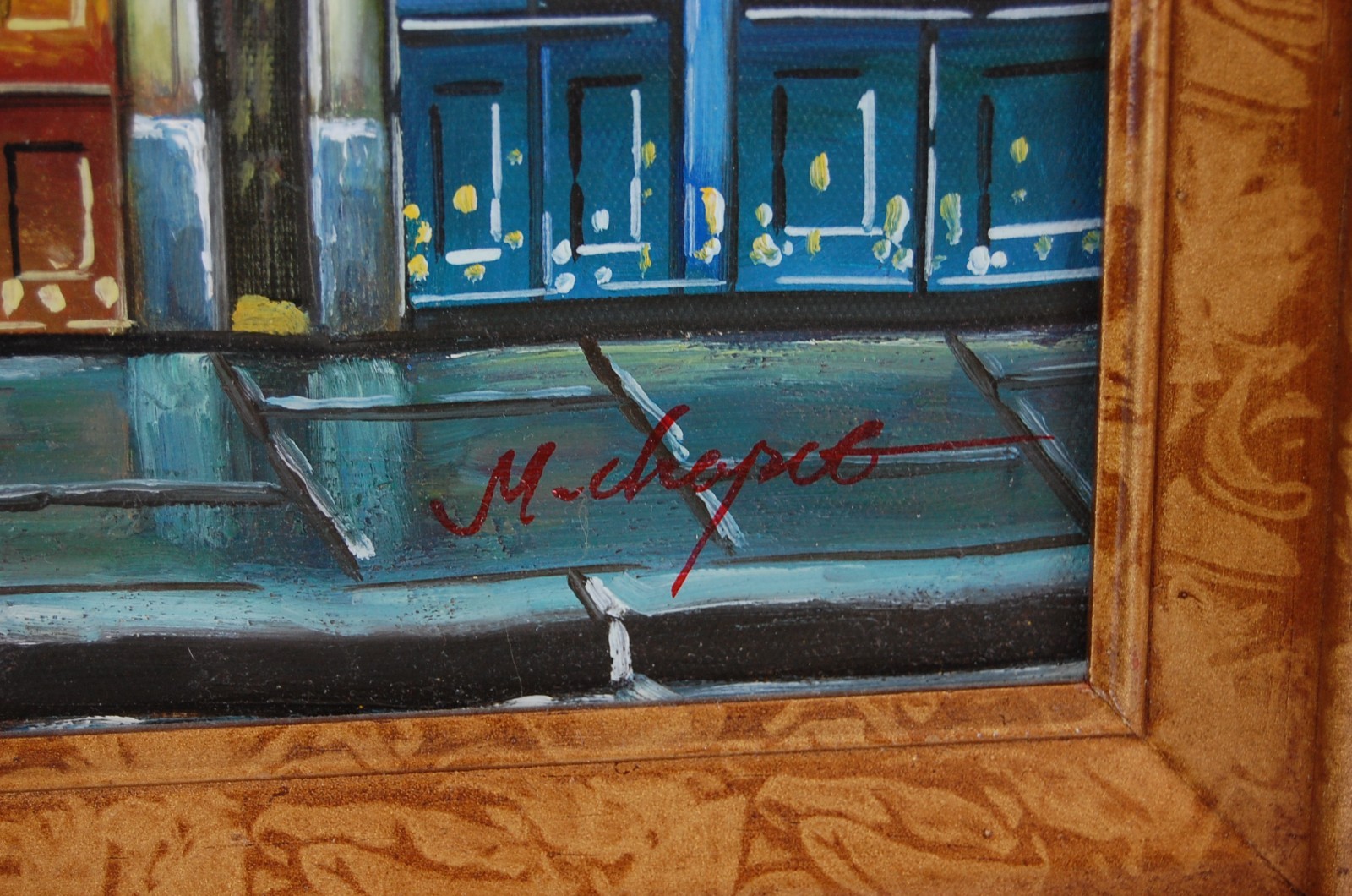 Vtg 80 Original Signed Mariel Chapot French Paris Street Scene Oil Painting 10X8