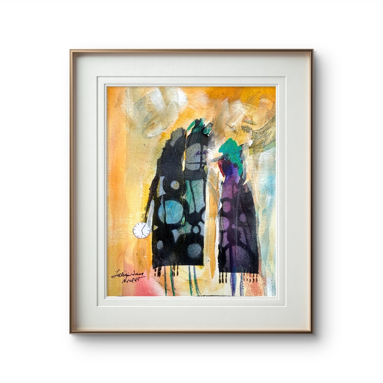 8″x10″ Abstract Paper Mixed Media Figurative Expressionism Home Art
