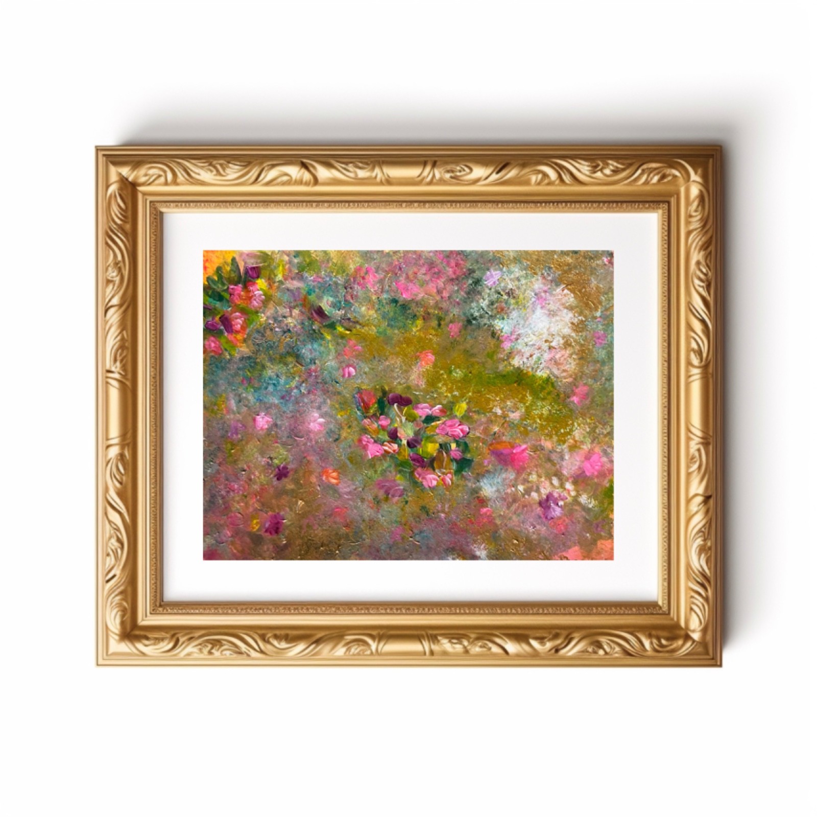 Painting Floral Abstract Original Acrylic Matted 11×14 Modern Art Jimarieart