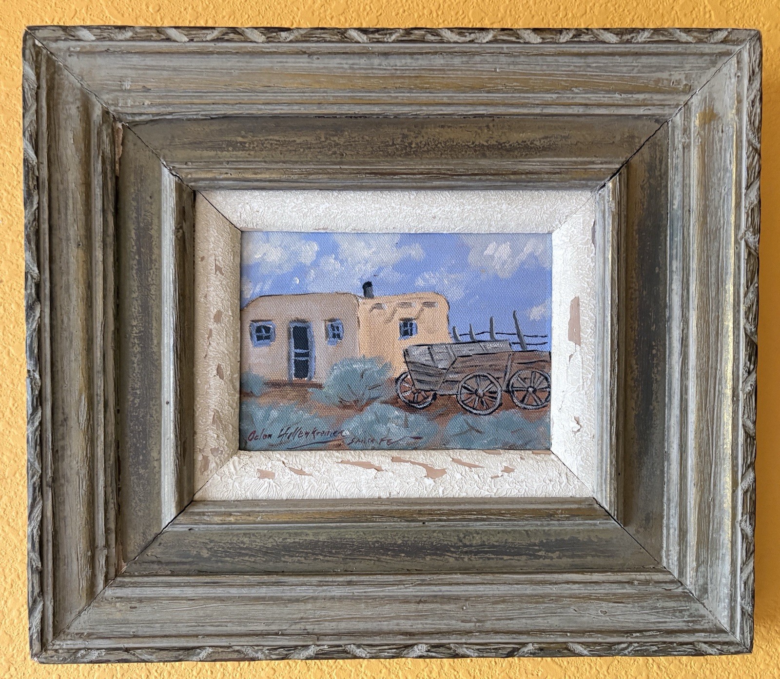Antique signed🎨 ODON HULLENKREMER Oil Painting 🎨SANTA FE 🎨 New Mexico WOW !!