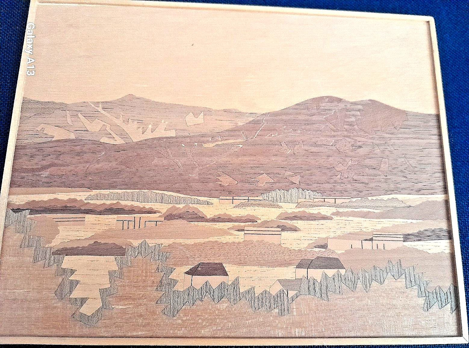 Wood Art Picture Japan Hadano City signed by Mayor Mikio Kashiwagi 13 1/2 x 11in