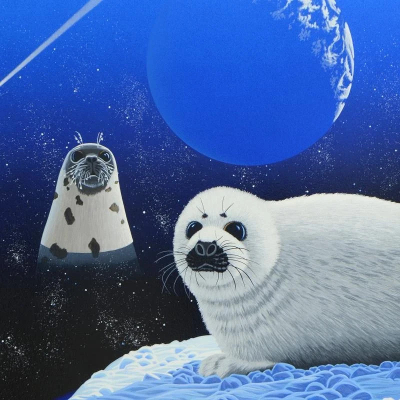 WILLIAM SCHIMMEL SERIGRAPH OUR HOME TOO » SEALS» SIGNED AND NUMBERD «AP 51/60»