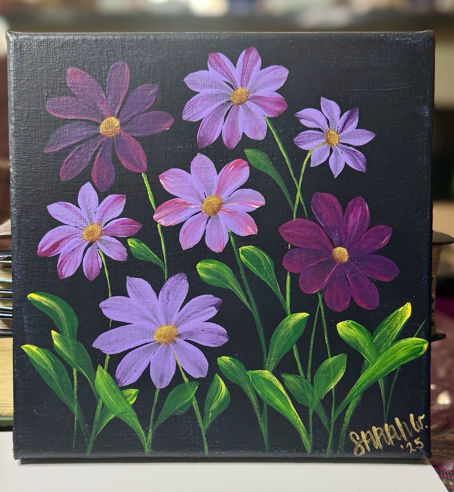 Sarah Winkelman Original Acrylic Floral Painting Signed Small Unframed swink_art