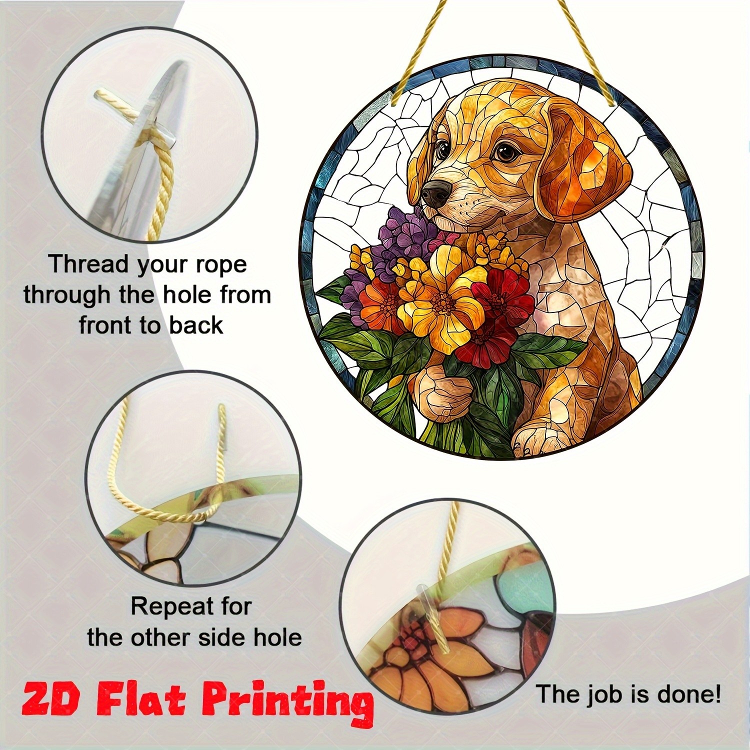 8×8 Cute Golden Retriever Acrylic Sun Drying Board for Home Garden Yard Decor