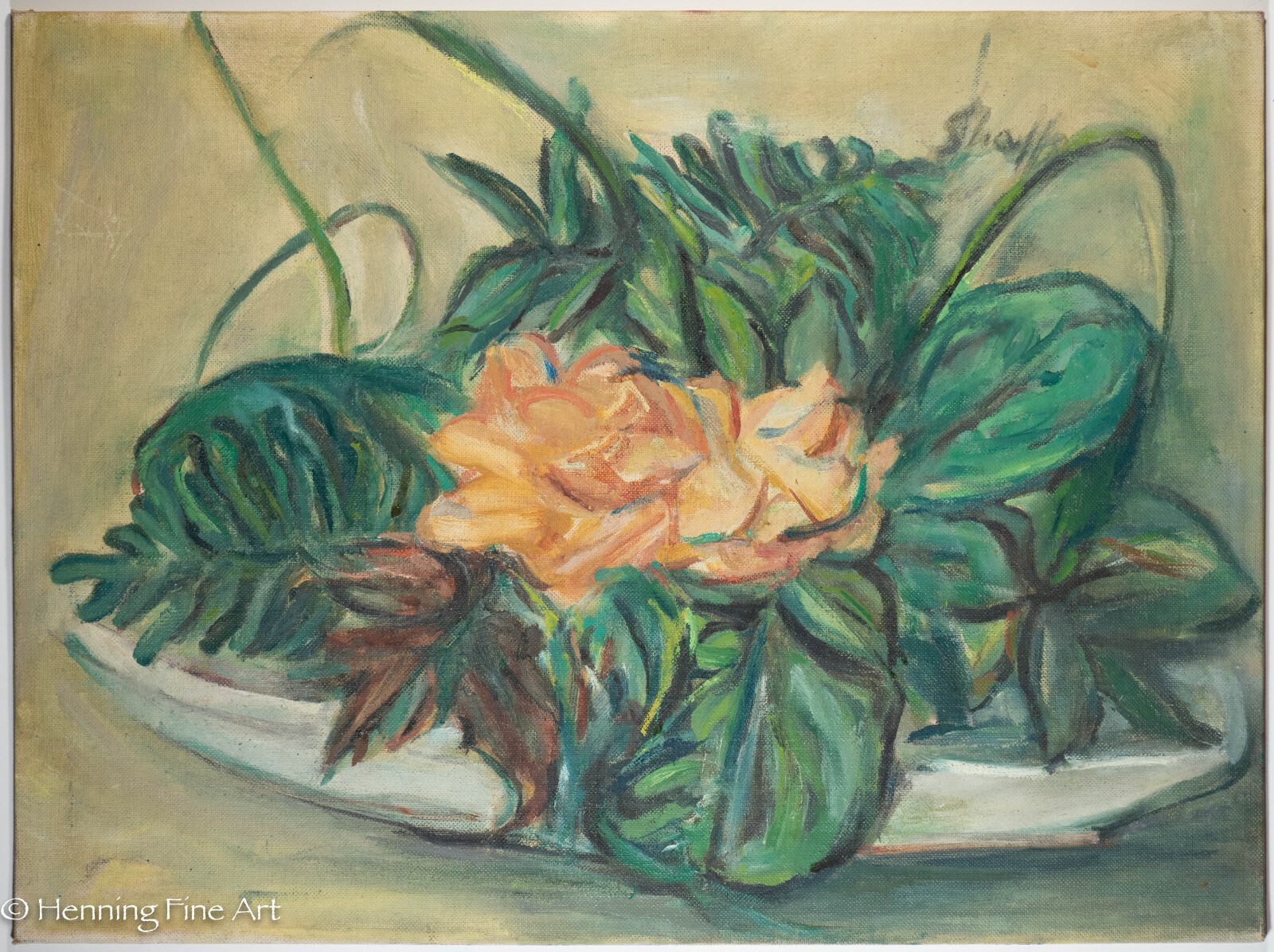 Beautiful Vintage Carl Shaffer Impressionist Painting Orange Flowers WPA 39