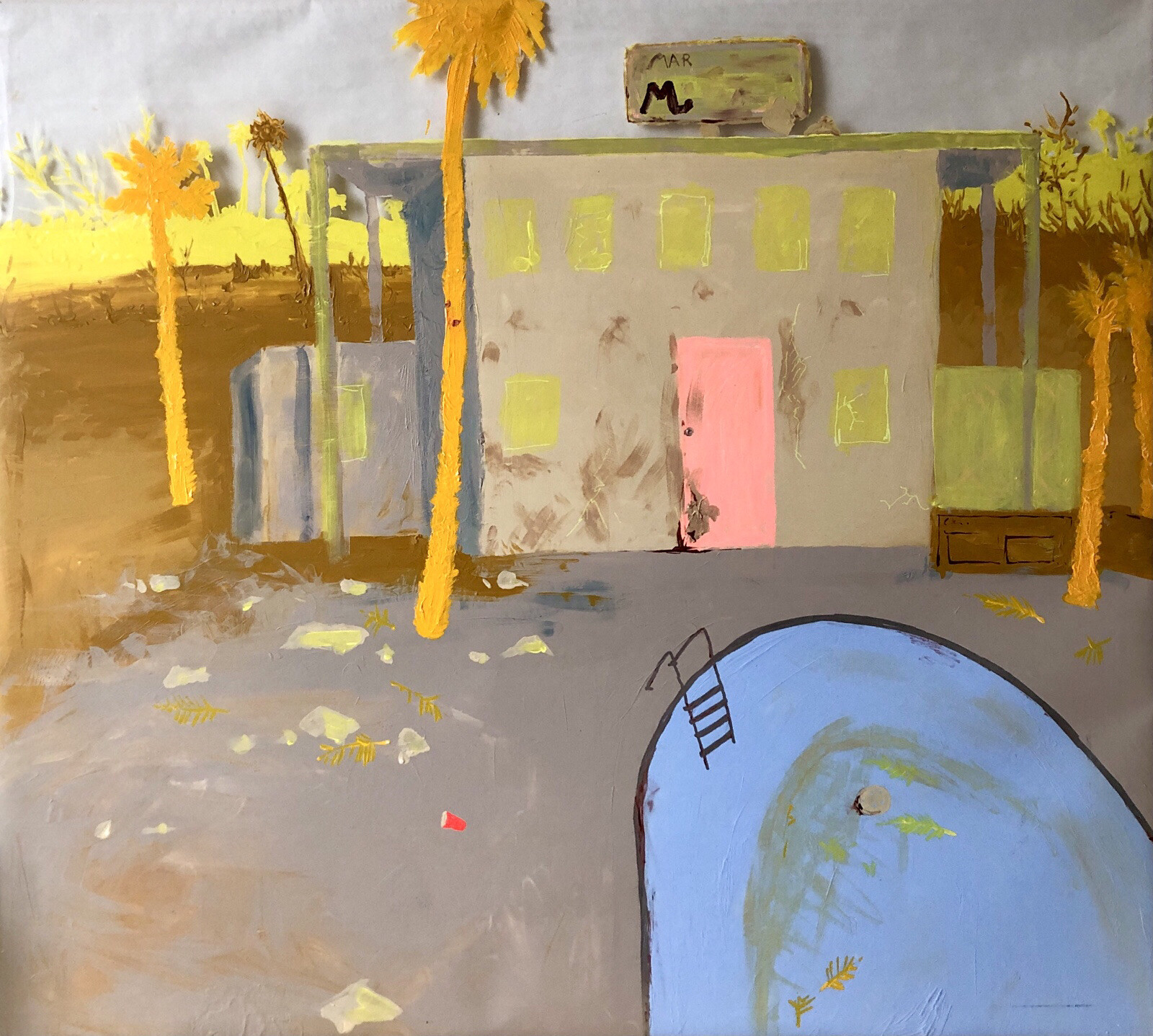 SALTON SEA POOL ORIGINAL ARTWORK ACRYLIC PAINTING 38x34inch