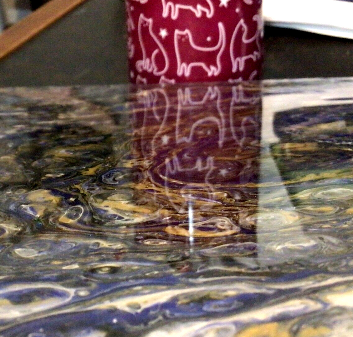 ABSTRACT PAINTING ORIGINAL ACRYLIC SIGNED CANVAS 14” x 11″ METALLIC GOLD PURPLE