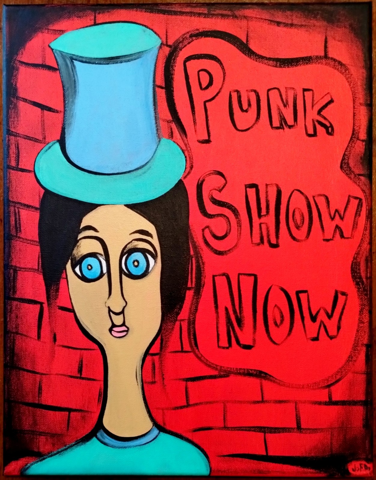 PUNK SHOW NOW RED EXPRESSIONISM PAINTING STRETCHED CANVAS..11 X 14 BY: JORDO