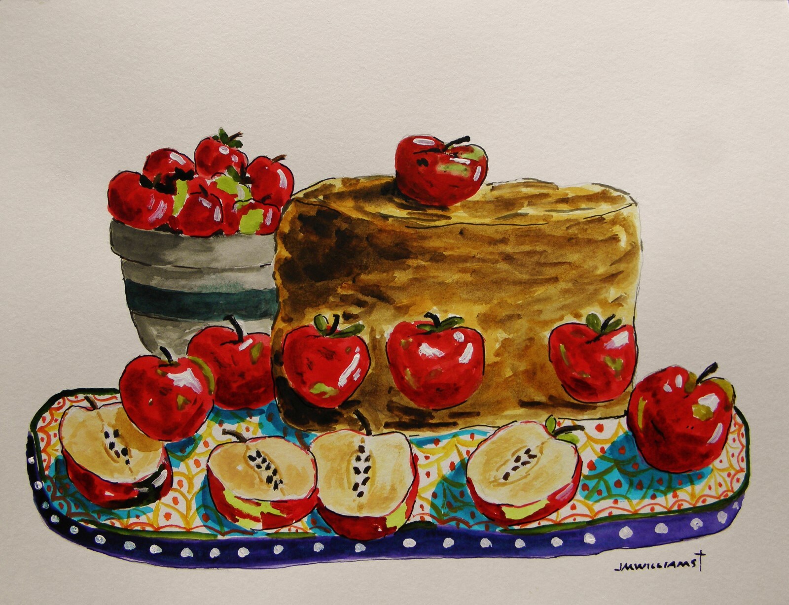 Original Bakery Sketch Cake Food Watercolor Impressionism