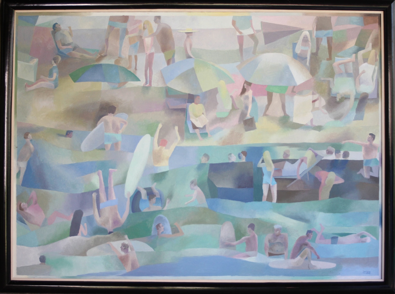 TOM WERNER- PAFA/Barnes Artist-V. Lg. Orig. Oil-Beach Scene-Modern Day Cezanne